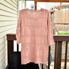Women Pink Long Sweater - a. YiLian Sz S 阿依莲