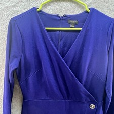Ann Taylor Factory Royal Blue 2 Faux Wrap Sheath Dress Event Corporate Modest
