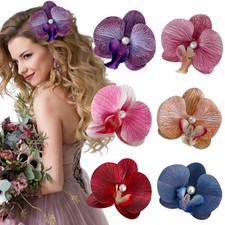 6 Pieces Hawaiian Flower Hair Clips Tropical Orchid Butterfly Bohemian Hair P...