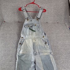Vintage 60s KEY Imperial Hickory Stripe Overalls Patched Thrashed Workwear USA