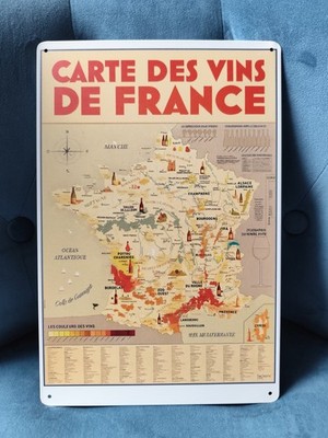 Blechschild Weinkarte Frankreich 20x30cm Neu