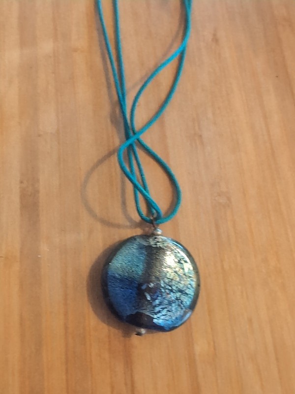 Vintage Blue Glass Pendant Necklace