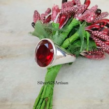 Gemstone Red Garnet Handmade Jewelry Ring Mother's Day Gift Ring All Size