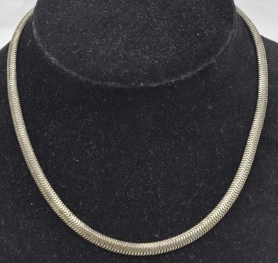 Vintage Sterlingsilber Italien flach massiv flexibel Omega Kette Damen Halskette