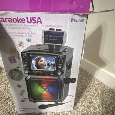 Karaoke USA GF840 Bluetooth All-in-One Karaoke System w/ Mic, Adapter, Black