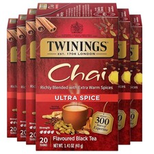 Twinings Chai Ultra Spice Flavoured Black Tea 20 Bags Pack of 6