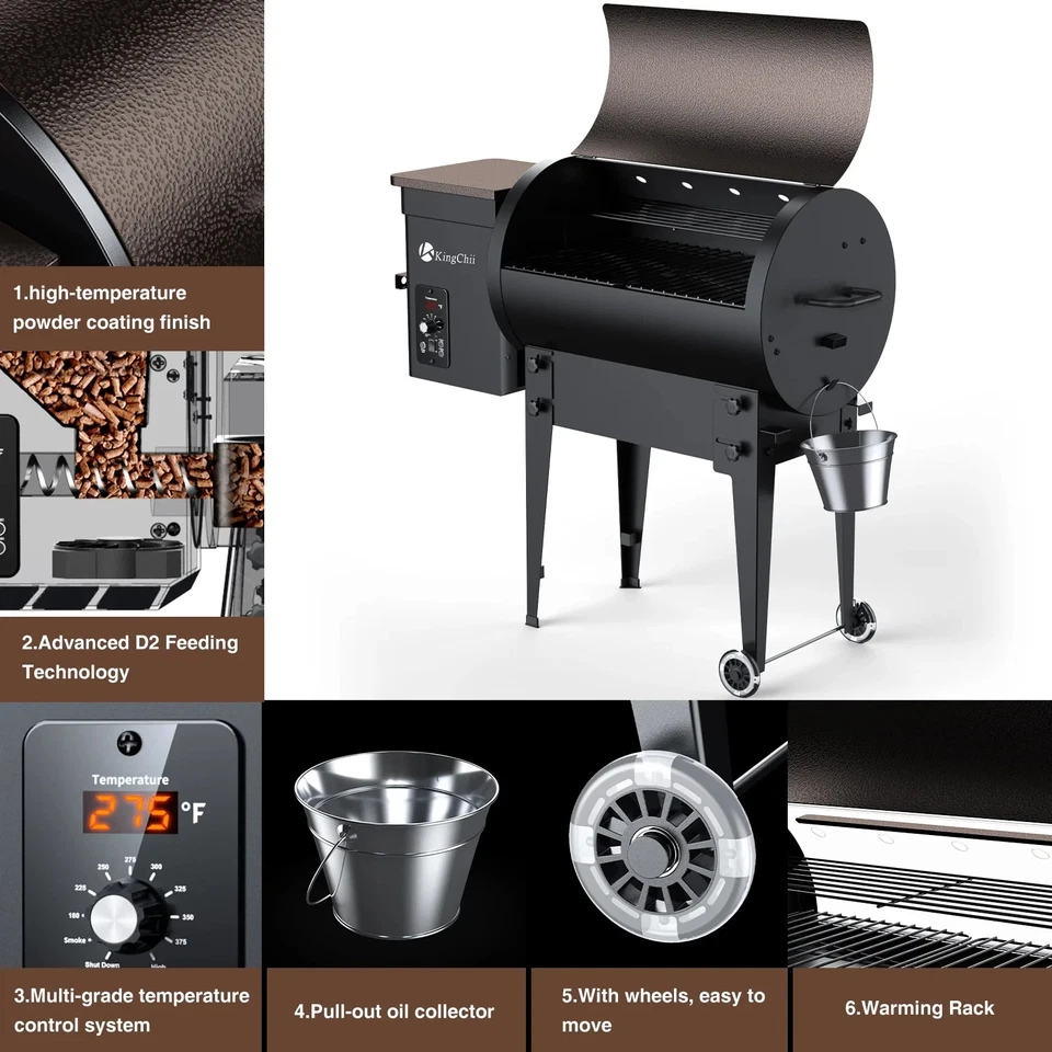 456 sq. Parrilla y ahumador de pellets de madera con control automático de temperatura Foto 2 de 4