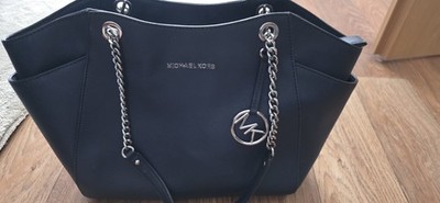 Michael Kors Damen Schultertasche Leder Blau mit Kettenriemen, Trapez