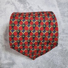VINTAGE Brooks Brothers Tie Red Geometric Medallion Makers Silk Made in USA Mens
