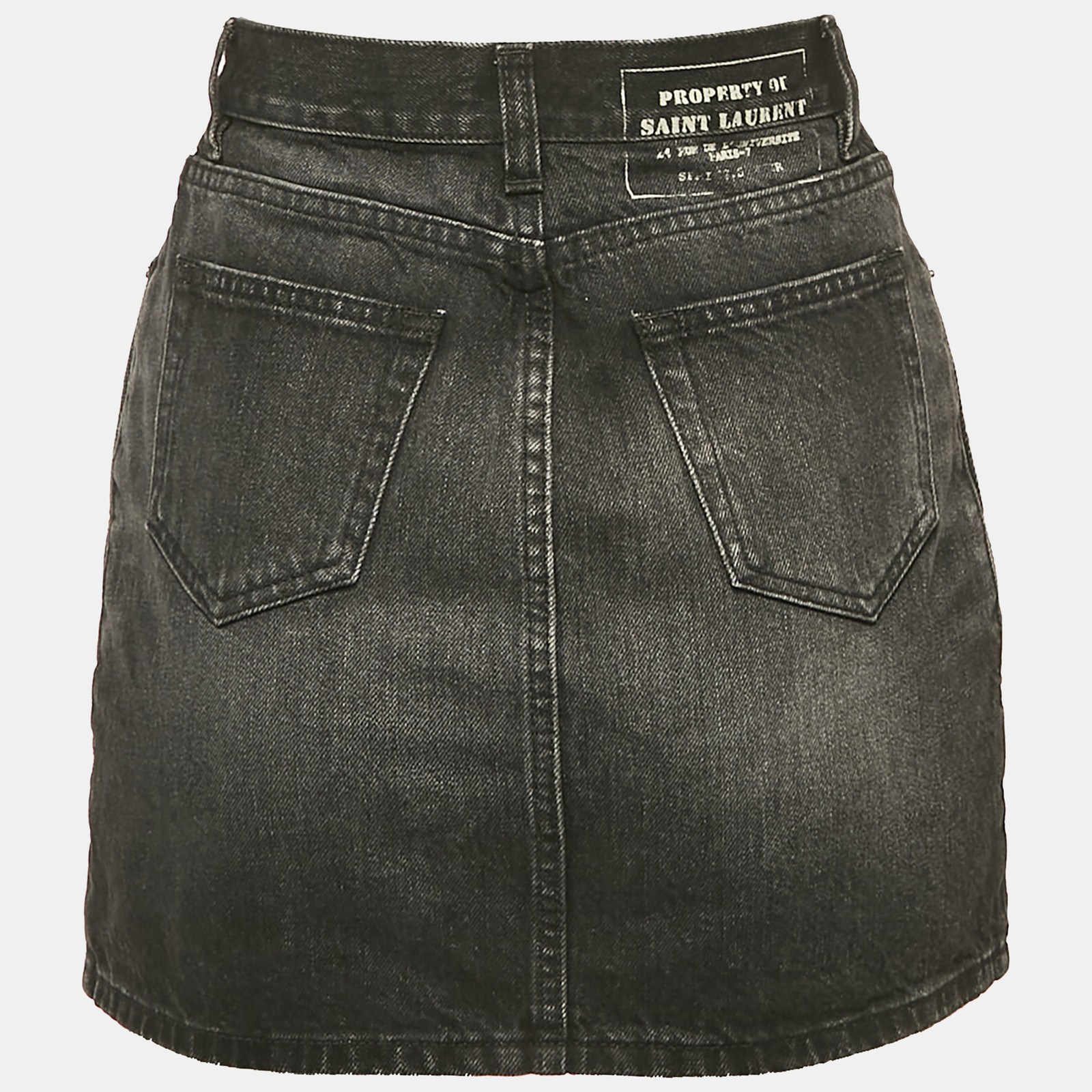Saint Laurent Minigonna Denim Nero Lavato S