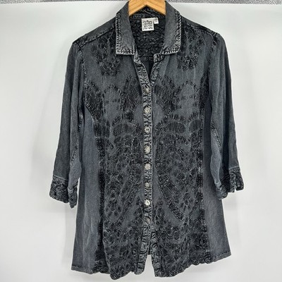 Parsley and Sage Artsy Boho Button Up Womens 1X Festival Ren Faire Western Rodeo