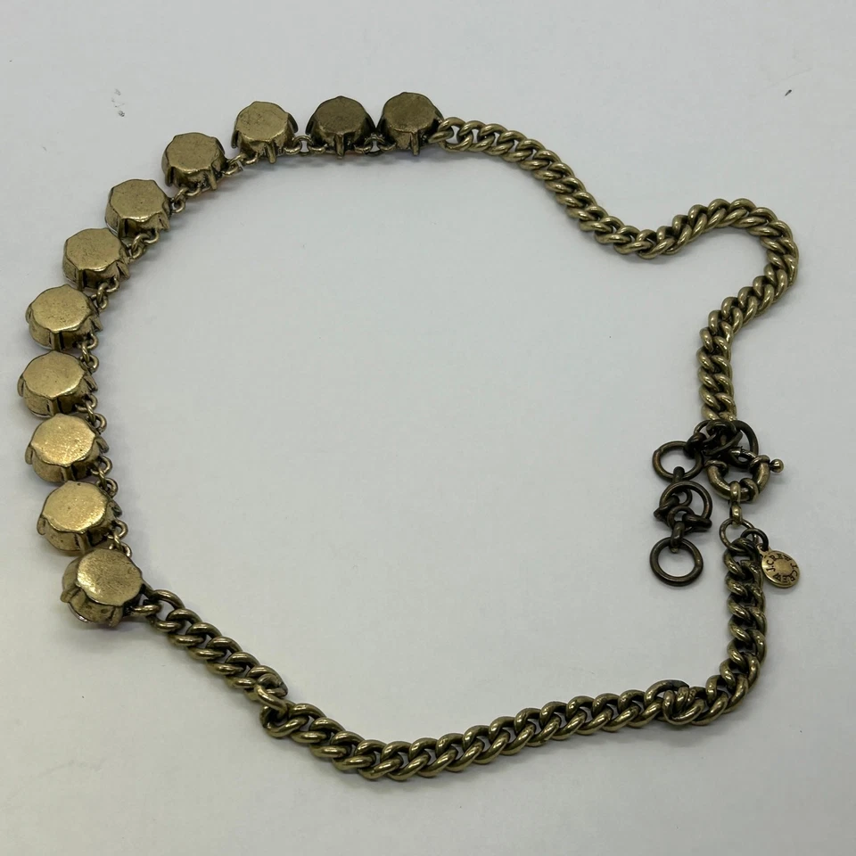 J. Hermoso collar llamativo Crew de latón con 11 cristales pastel iridiscente 18" Foto 2 de 4