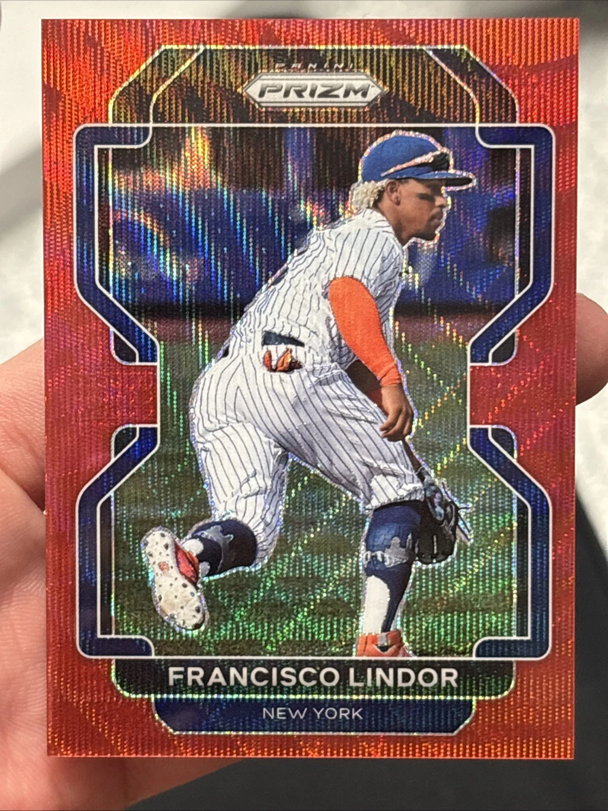 2022 Panini Prizm Tier II Red Wave Prizm /99 Francisco Lindor #156