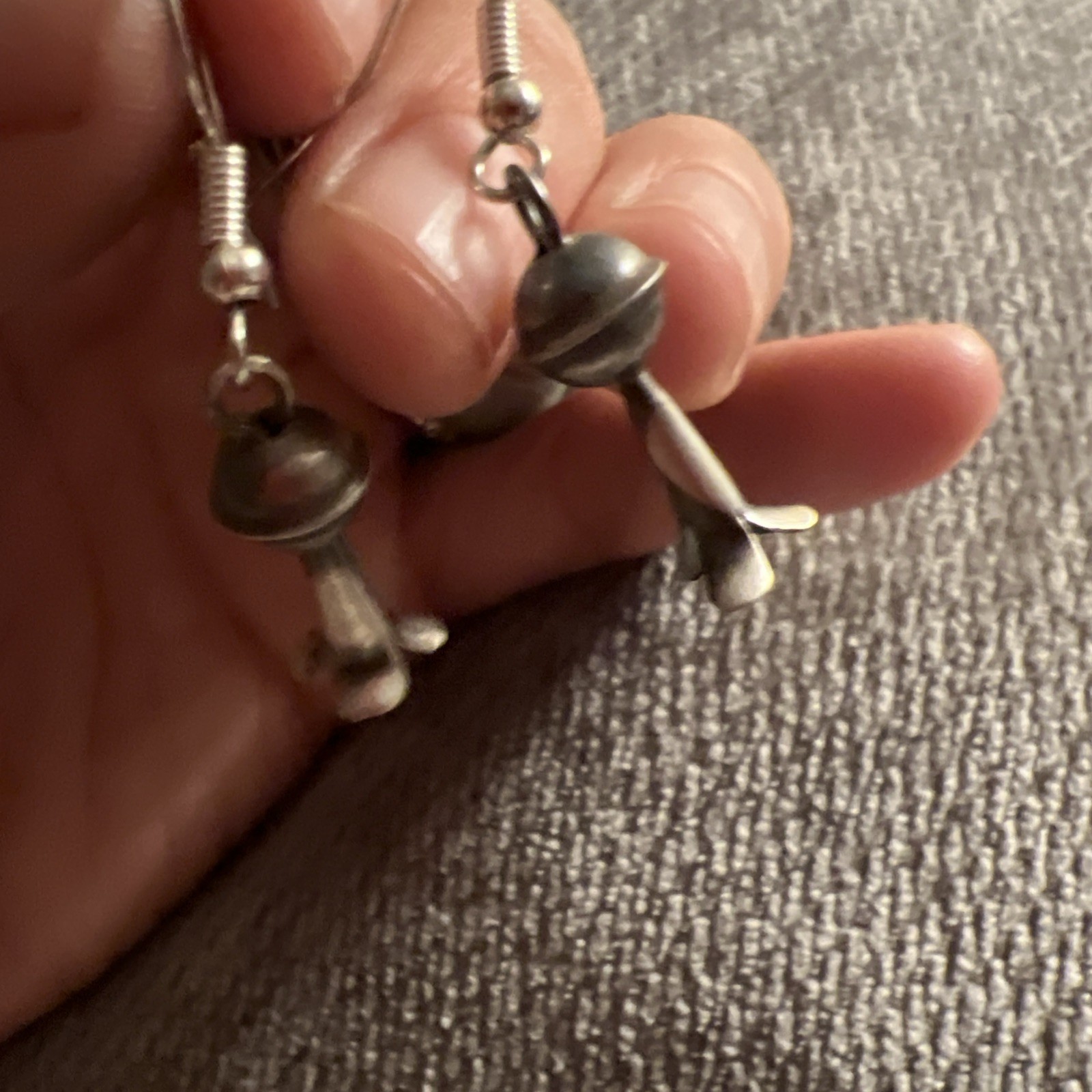 Vintage Navajo Native Indian Squash Blossom Earrings Sterling Silver