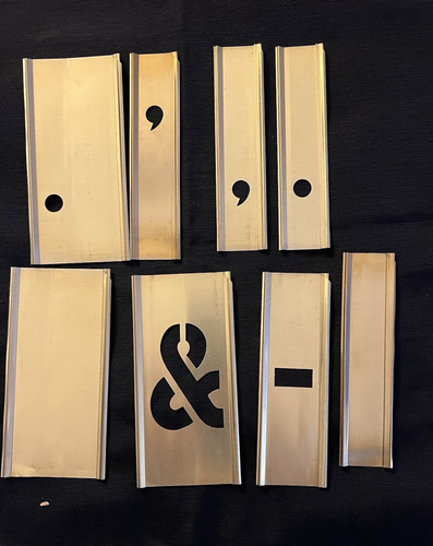 Vtg. Brass 4" Stencils Complete Alphabet Punctuation Letters are 2" Extra Brass - Picture 3 of 6