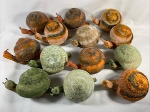 Lot of 13 Crepe/Tissue Paper Styrofoam Snails Hand Crafted 5" x 3”