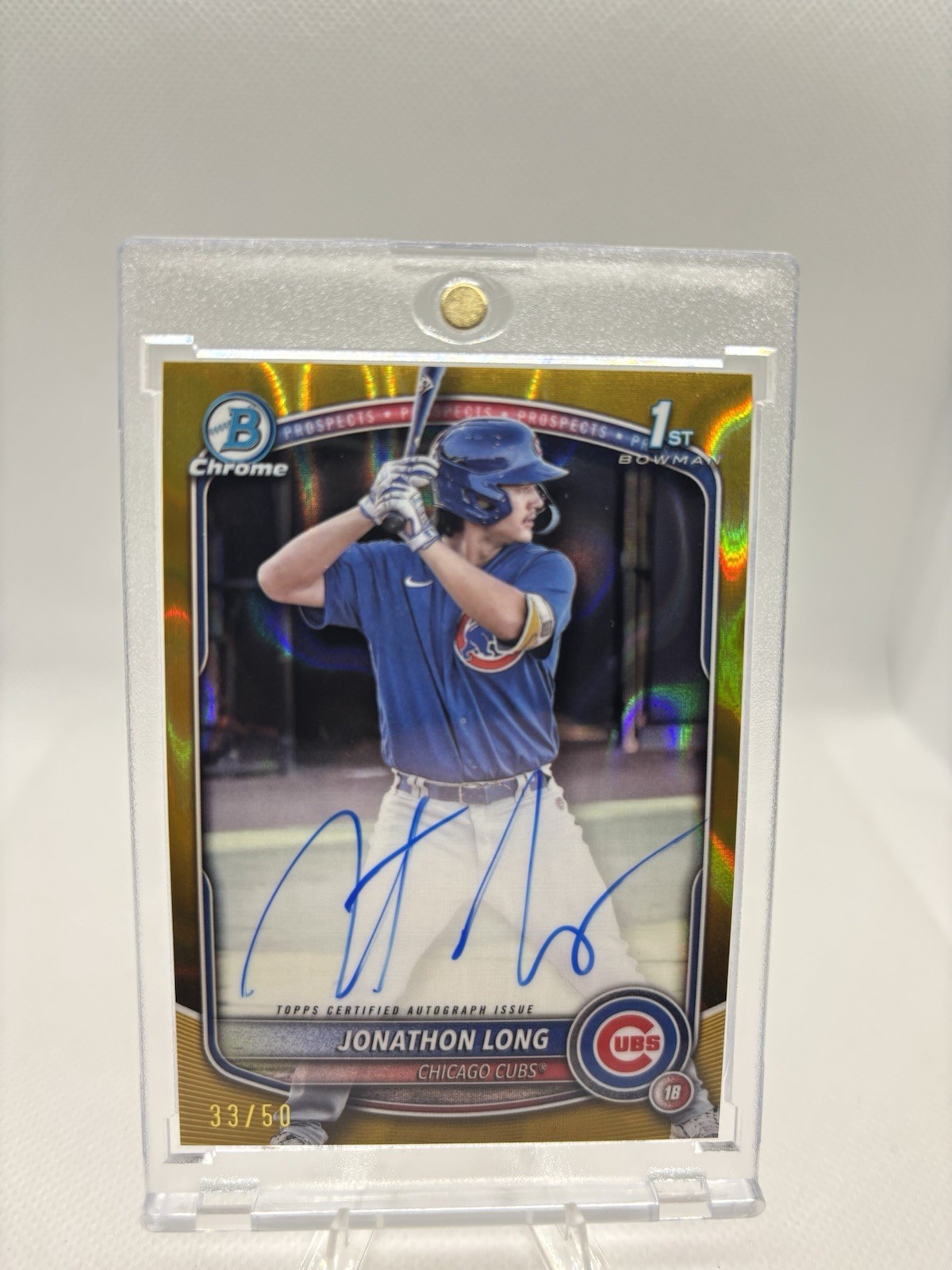 2025 Bowman Chrome 1st Jonathon Long Prospect Auto Gold Lava /50 Chicago Cubs