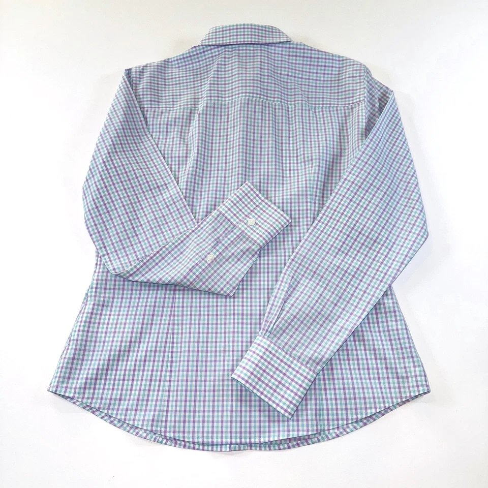 Camisa Brooks Brothers para mujer 1818 ajuste a medida sin planchar azul púrpura y blanco talla 4 Foto 2 de 4