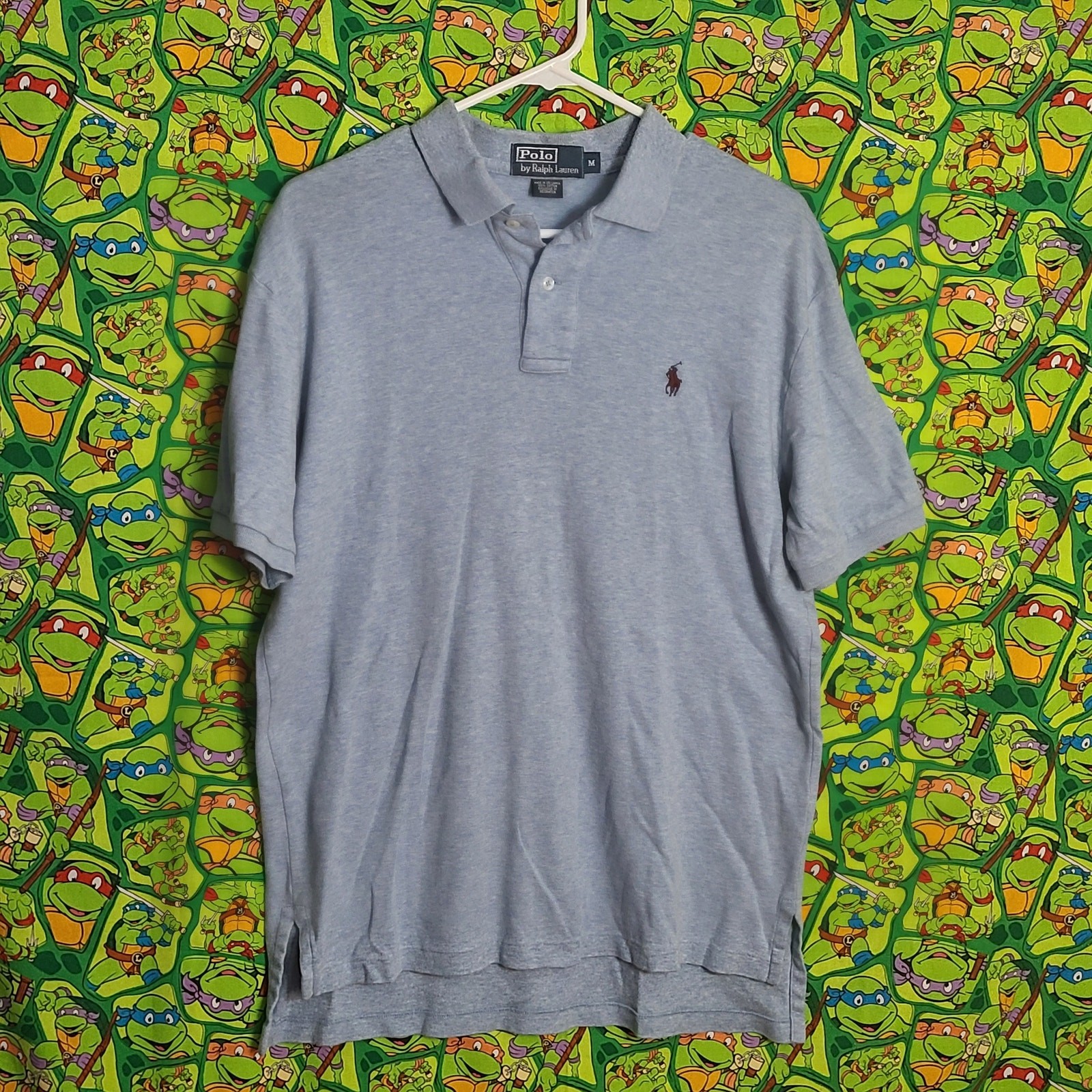 Polo Ralph Lauren uomo camicia M polo cotone tinta unita blu viola. Pony
