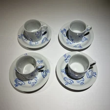 BIA Cordon Blue Porcelain Espresso Cups /Saucers Set Of 4 Blue Coffee Cup Design