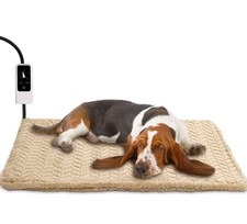 Pet Heating Pad Mat Adjustable Temperature Dog Cat Timer Auto Power-Off