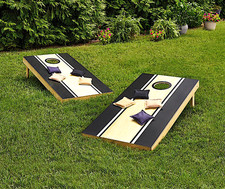 Member's Mark Official Size 2' X 4' Cornhole Board Set w/ LED Lights, Black/Gold