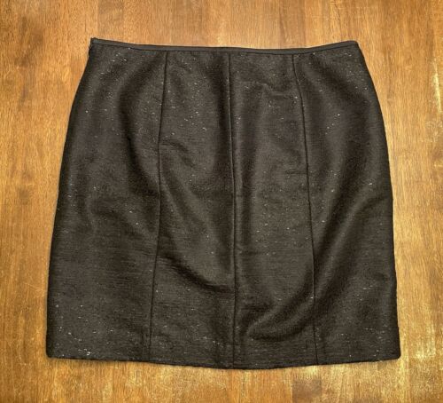 NEW Ann Taylor Evening Tweed Black Wool Blend Shimmery Straight Skirt SIZE 14 - Picture 2 of 8