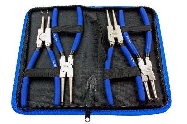 US PRO 1822 4pc 9" Ni-Fe Finish Circlip Pliers Set In Zip
