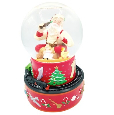 Coca-Cola Hallmark Santa Snow Globe Music Box Train  I d Like to Teach  VTG