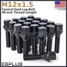 16 Pc Bmw Lug Bolts M12x1.5 Black 40mm Fit 4-lugs Bmw With 10-14 Mm Spacer 16 Pc Bmw Lug Bolts M12x1.5 Black 40mm Fit 4-lugs Bmw With 10-14 Mm Spacer