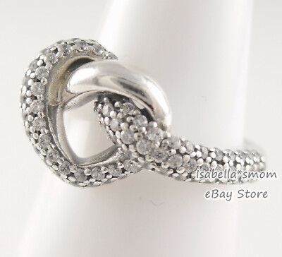 KNOTTED HEART Authentic PANDORA Silver LOVE Ring 198086CZ 7