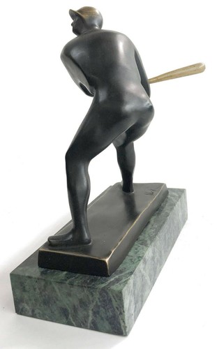 Baseball Lover Batter Major League Trophy Bronze Sculpture Statue Figurine Sale - Picture 6 of 12