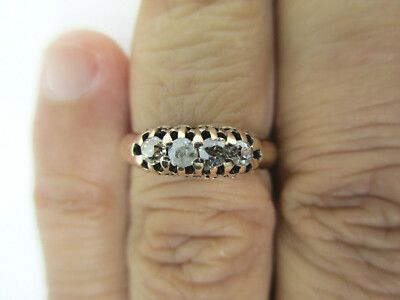 Vintage 14K Gold Diamond Wedding Band Natural Old Mine Cut Diamonds    4.0 Grams