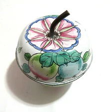 Vintage Cloisonne Enamel Trinket Box 3" Fruit 
