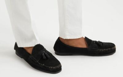 NIB $1290 Tom Ford Berwick Shearling Lined Tasseled Suede Loafers - Sz 8 UK 9 US