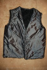 Dark Pewter Gray Satiny Fabric  Faux Fur Reversible GUESS Vest Medium