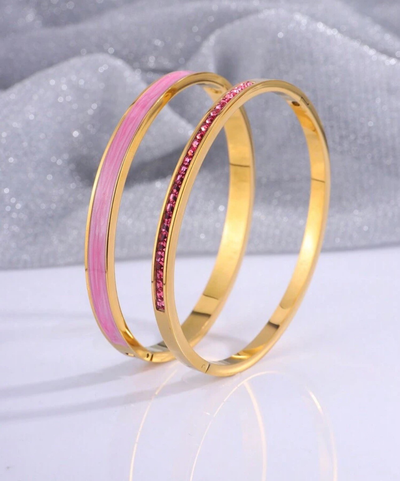 Bracelet doré acier inoxydable waterproof avec zirconium rose anti-ternissement