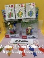 Amiibo Pikmin Olimar pin badge 3 color set with Limited Nintendo Store bag