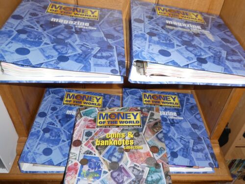 "Money Of The World" magazine complete 100 issues 4 folders + 153 COINS & NOTES