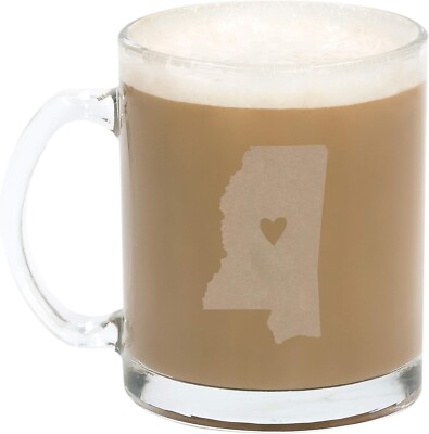 Maryland State Shape Frosted Clear Glass Mug (10.5 Oz.) Set of 2