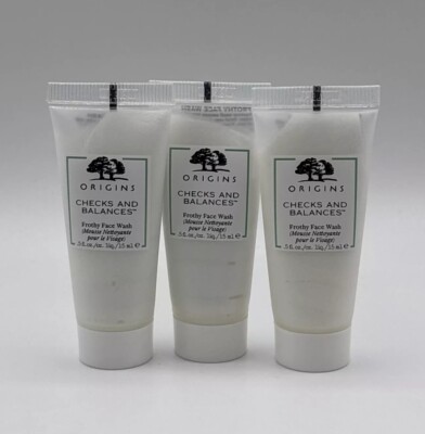 NEW 3X Origins Checks & Balances Frothy Face Wash 15ml/0.5oz Each Free Ship ATHN