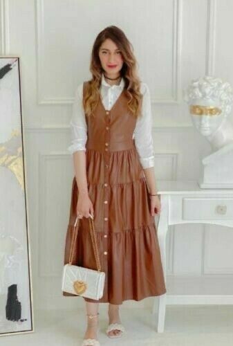 ZARA RUFFLED FAUX LEATHER PINAFORE DRESS Extra SMALL SFS ref.4387/254 - Foto 4 di 8