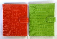 Photo Album Brag Book Leather Cover Holds 20 4x6" Photos Graphic Image Orange