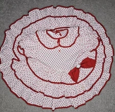 Vintage Frilly Full Circle Party Baby Dress Tiered Ruffle Red White 2T USA MADE