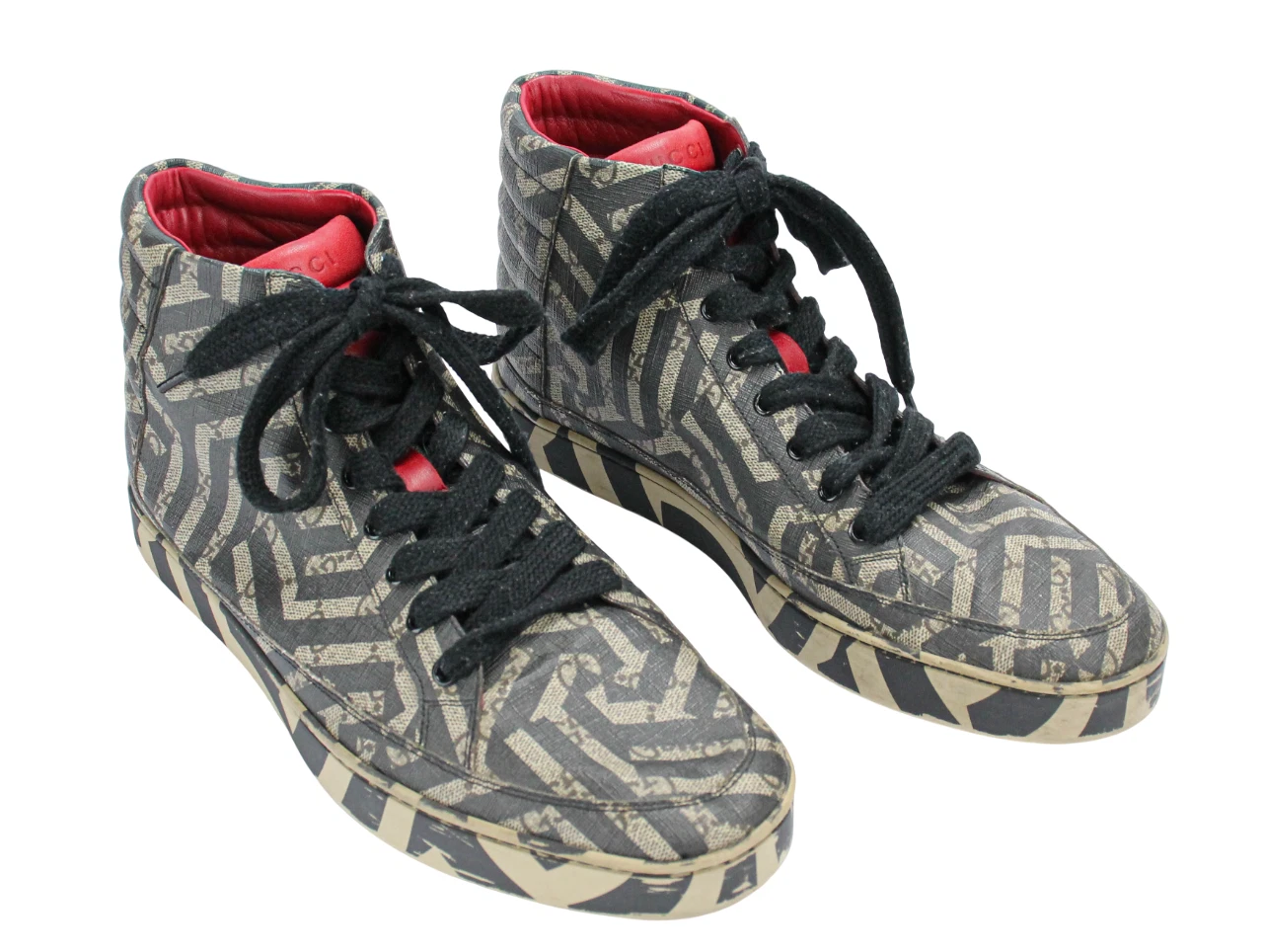 Gucci Chaussures Homme Ue 44 Lacet Montante Logo Lettrage Ligne Détails Baskets