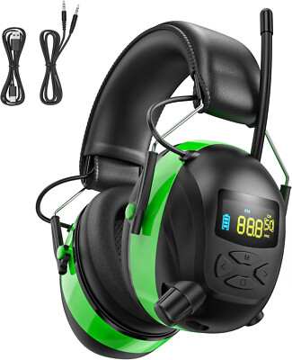 2025 AM/FM Radio Ear Protection Headphones with Backlit Digital Display, 120H Wo