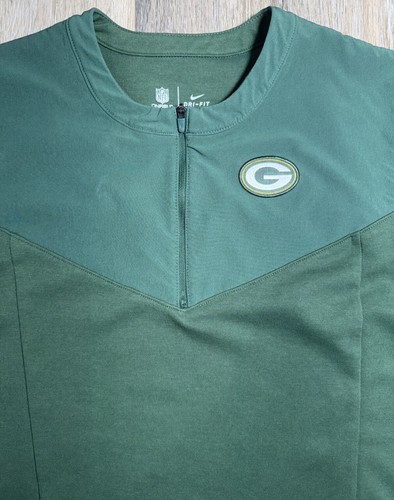 Green Bay Packers 1/4 Zip Pullover Nike Dri Fit Men's Size Small Green Authentic - Picture 3 of 11