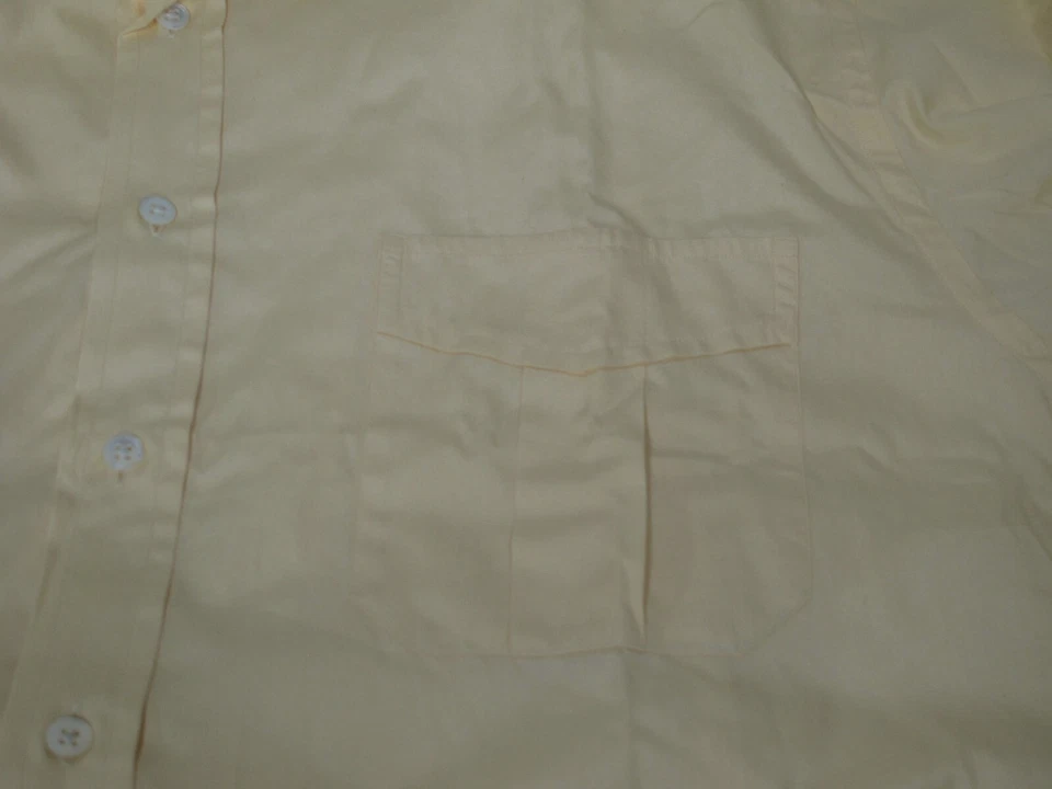 Ascot Chang Oxford Dress Shirt Yellow Cotton 17 x 33 Pearl Buttons - Image 4 of 4