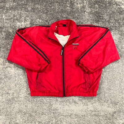 VTG Wisconsin Badgers Windbreaker Jacket Mens XL Red Full Zip Team