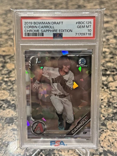 Corbin Carroll 2019 Bowman Chrome Draft Sapphire 1st Prospect Card #BDC125 PSA10